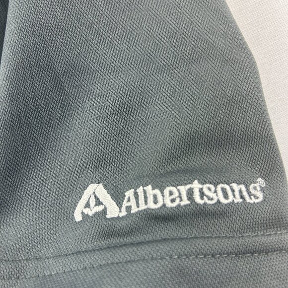 Albertsons Logo Work Shirt Polo Mens Size Small Gray Lightweight Short Sleeve - Picture 4 of 7